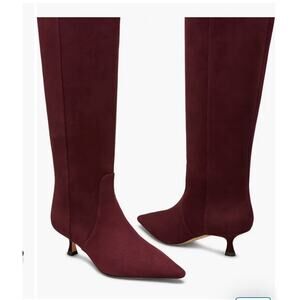 Stuart Weitzman $850 NAOMI 50 Knee High Boots Sz 10B NIB Cabernet Burgundy Suede